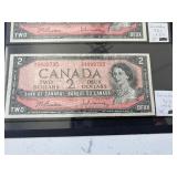 1954 Canada $2 Dollar Bills