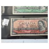 1954 Canada $1 and $2 Dollar Bills