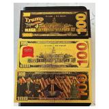 24K Gold Foil $100 Dollar Notes Trump