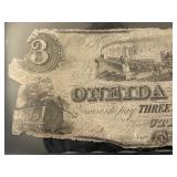 Oneida Bank $3 Dollar Bill Utica