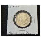 1937 Third Reich Silver 2 Reichsmark