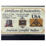 .999 Fine 1 Grain Silver and 1/4 Grain Gold