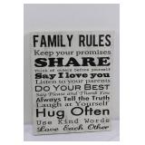 Family Rules Wall Decor Sign 15" X 19"