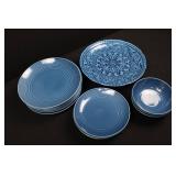 Blue Stoneware Dinnerware Mixed Lot of 16