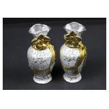 Pair of Silver and Gold Decorative Vases ~8"