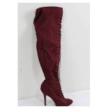 Bella Burg Burgundy Lace-Up Over-The-Knee Boots Size 8