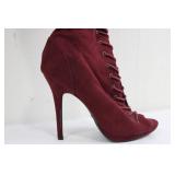 Bella Burg Burgundy Lace-Up Over-The-Knee Boots Size 8
