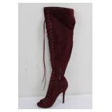 Bella Burg Burgundy Lace-Up Over-The-Knee Boots Size 8