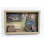 Mixed Folk Art Shadowbox With Fishing Motifs
