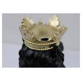 Black Lion Figurine With Gold Crown ~14"