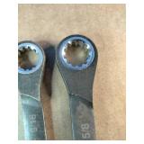 These are Husky ratcheting combination wrenches featuring a 12-point design for versatile use.