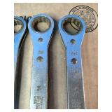 Snap On  Double box-end ratcheting wrenches.