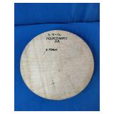12"  Circular wood blank intended for woodworking, woodturning, or musical instrument making.