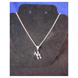 Brand New  22" JINAO Hip Hop iced-out "14" pendant necklace with a white gold-plated brass pendant and a stainless steel rope chain