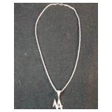 Brand New  22" JINAO Hip Hop iced-out "14" pendant necklace with a white gold-plated brass pendant and a stainless steel rope chain