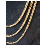 Brand New (3) 27" Gold Tone Rope Necklaces