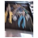 Craftsman black steel rolling tool cabinet and Husky Upper Cabinet full of tools