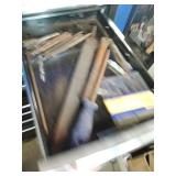 Craftsman black steel rolling tool cabinet and Husky Upper Cabinet full of tools