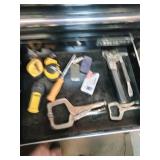 Craftsman black steel rolling tool cabinet and Husky Upper Cabinet full of tools