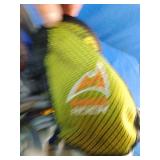 CAMP USA Flint Climbing Harness featuring EVA padding and auto-locking buckles, These are Adidas Five Ten Coyote climbing shoes with Stealth C4 rubber soles, and This is a ClimbX Fiend climbing chalk 