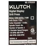 *Klutch Electric Drill Press with Digital Display + Laser Guide, Variable Speed, 1 HP, 120 Volts #5793505 Msrp $199.99