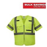 2X-Large/3X-Large Yellow Class 3 High Visibility Safety Vest with 10-Pockets and Sleeves
