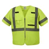 4X-Large/5X-Large Yellow Class-3 High Visibility Safety Vest with 10-Pockets and Sleeves