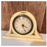 Antique/Vintage Gilbert Mantel Clock Floral Painted Wood Case Shelf Clock