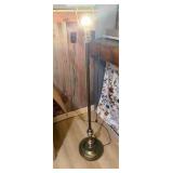 Brass Tone Floor Lamp w/ Round Weighted Base – Mid Century Traditional Style