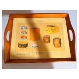 Cheese Board Serving Tray – Retro Culinary Print Wood Handle Tray