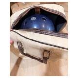 Vintage AMF Blue Sparkle Bowling Ball & Retro Carrying Bag Set – Mid Century Bowling Collectible