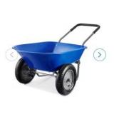 Garden Wheelbarrow Cart Heavy Duty Utility with Dual Wheels Built in Stand - See Descritption