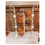 White Metal Ivy Plant Stand w/ 4 Terracotta Pots – Garden Patio Decor