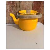 Vintage Metal Yellow Tea Kettle