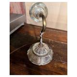 Glass Boudoir Lamp Clear Pressed Glass Base Brass Arm Accent Light