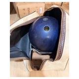 Vintage AMF Blue Sparkle Bowling Ball & Retro Carrying Bag Set – Mid Century Bowling Collectible
