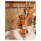 White Metal Ivy Plant Stand w/ 4 Terracotta Pots – Garden Patio Decor