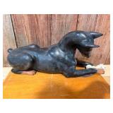 Vintage Doberman Pinscher Figurine – Black & Tan Reclining Dog Statue