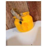 Vintage Metal Yellow Tea Kettle