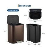 New Trash Can 5.3 gal Stainless Steel Garbage Can with Soft Close Lid Foot Pedal