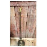 Brass Tone Floor Lamp w/ Round Weighted Base – Mid Century Traditional Style