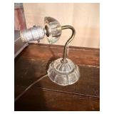 Glass Boudoir Lamp Clear Pressed Glass Base Brass Arm Accent Light