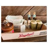 Lot of Salt & Pepper Shakers , Woodys Canister, Bowl & More