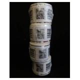 4 UNOPENED COILS OF FOREVER STAMPS.