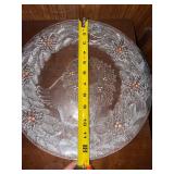 4 Pc Holiday Glass Serveware Lot Bowls & Christmas Plates 12in