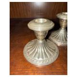 Pair Weighted Sterling Silver Candlesticks Fluted Base 3.5in Vintage