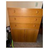 Vintage 2-Piece 3 Drawer Over 2 Door Storage Cabinet Oak Finish