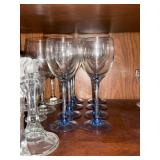 Mixed Stemware Glasses & Candlesticks Lot Smoky Blue Gray Goblets