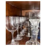 Mixed Stemware Glasses & Candlesticks Lot Smoky Blue Gray Goblets