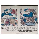 1982 Pike Place Market Street Fair Framed Poster Seattle 24in Wide